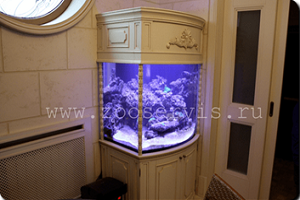 Морской аквариум с панорамным выгнутым стеклом 840 л